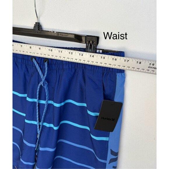 Hurley Mens Blue Striped Volley Swim Shorts Size L - Picture 7 of 7
